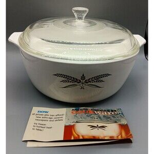 Anchor Hocking Black Wheat Leaf Cookware Casserole Dish with Lid